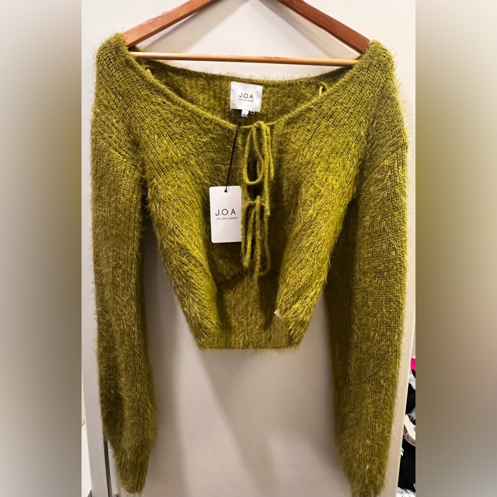 J.O.A. Fuzzy Tie-Front Cardigan size S